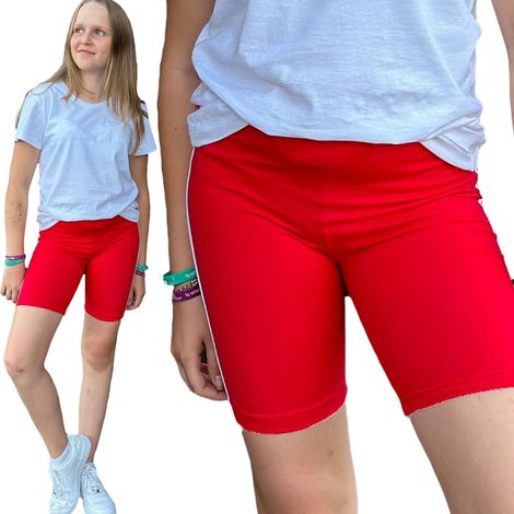Short de sport pour filles, cyclisme, rayures rouges, PL 146 (1/3)