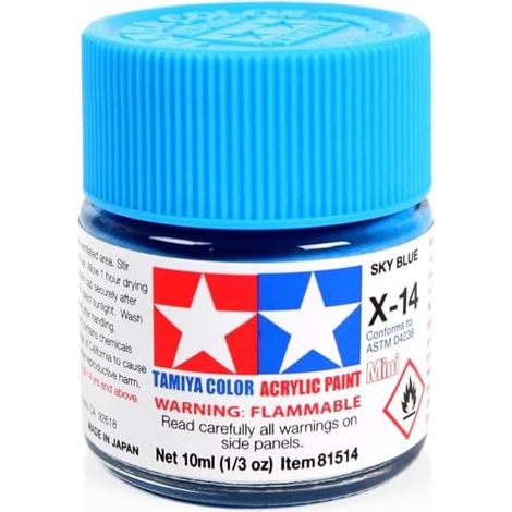 Peinture Acrylique - Lot de 14 Tubes - Bleu Ciel Brillant - Pigmentation Intense - Loisirs Créatifs et Beaux-Arts - 10ml (1/3)