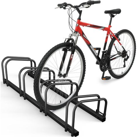 Râtelier Vélo 4 Vélos Range Vélo Système Range Vélo Rangement pour Vélo Support pour Bicyclette Sol ou Mural en Acier Revêtu Support de Rangement Vélo Jardin ou Garage Râtelier Familial Noir (1/5)