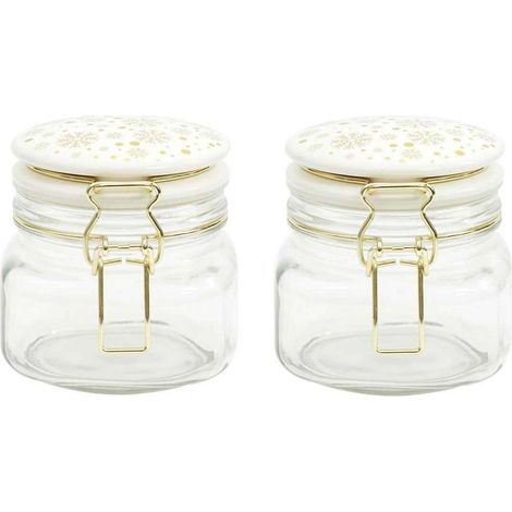 Set de 2 bocaux en verre couvercle céramique (1/5)