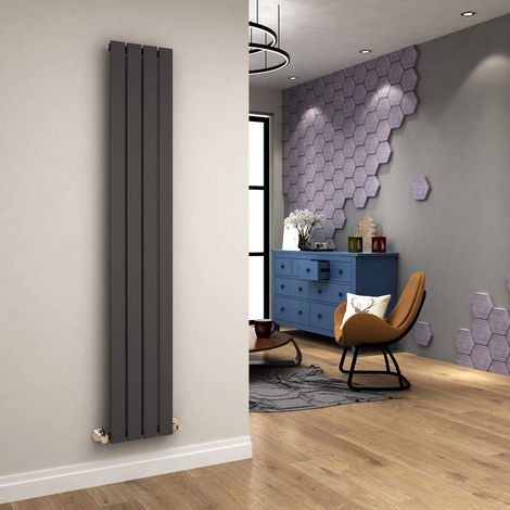 ELEGANT Wall/Floor Mounted Vertical Radiator Designer Flat Panel 1800x300mm Heating Radiator Anthracite Single