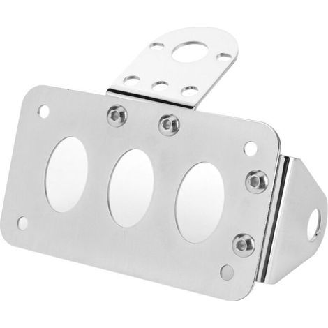 Support de plaque d'immatriculation de moto, support de feu arrière monté sur le côté, cadre en alliage d'aluminium argenté. (1/4)