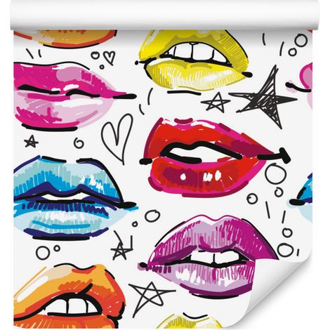 Bunte Lippen-Tapete für Wohn- und Schlafzimmer, 50 x 1000 cm (1/5)
