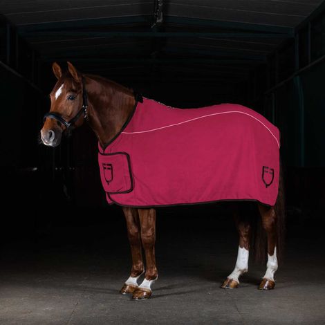 Misura 165 cm EQUESTRO Coperta BURGUNDY pile con chiusura frontale con flap CAVALLO (1/4)