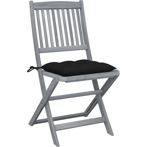 Maison Exclusive - Chaises pliables d'extérieur lot de 4 et coussins Bois d'acacia (1/5)