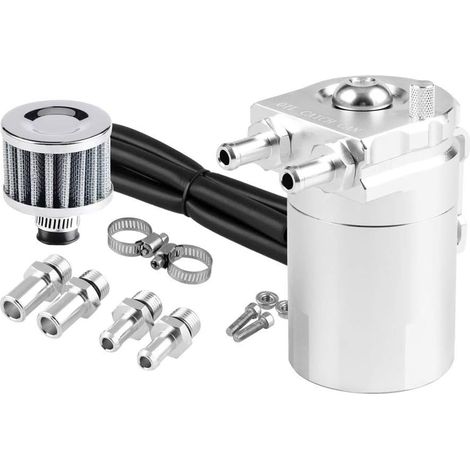Voiture Huile Catch Can Diesel Réservoir Filtre À Air 300 ML Déflecteur Reniflard Réservoir Essence - Argent