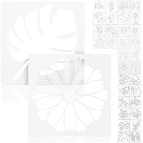 36 pochoirs pour peindre des fleurs, des plantes, des oiseaux et des abeilles  modèles de dessin pour loisirs créatifs et décoration murale en bois.