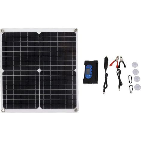 SJLERST Ensemble de contrôleur de charge de panneau solaire en silicium monocristallin 25 W 10 A charge rapide régulateur de panneau solaire à entraînement libre pour lumières outils électriques (1/5)
