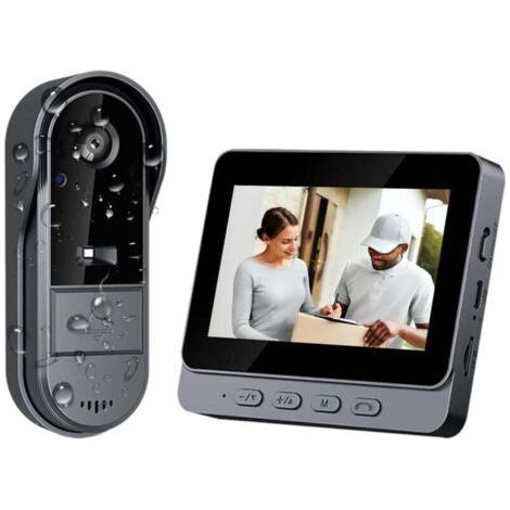 Wireless Doorbell Outdoor Waterproof 1080P Wireless Doorbell With Camera with 4.3 IPS Screen Wireless Video Door Phone IP65 Waterproof 170° HD Camera Intercom Infrared Night Vision Two-Way Audio (1/4)