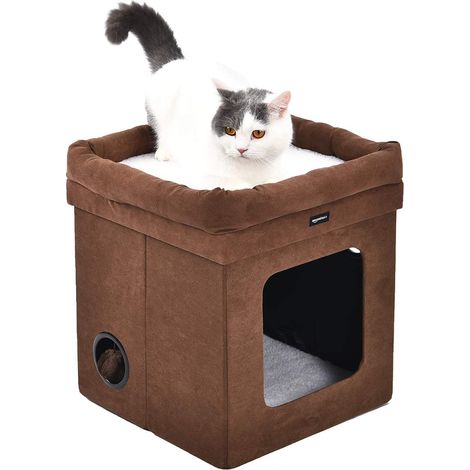 Niche pliable pour chat, Marron, 38 x 38 x 43 cm (1/5)