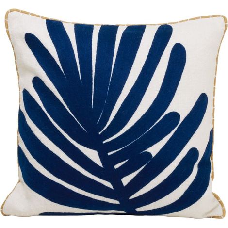 Housse de coussin en Feuille de palmier brodée TROPI