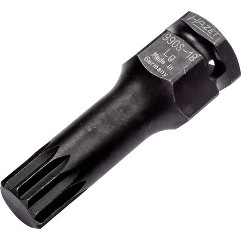 Douille mâle à chocs 990S-18LG ∙ Carré creux 1/2 pouce (12,5 mm), 6 pans extérieurs 24 mm ∙ Profil denture multiple intérieur XZN ∙ Taille M18 (1/4)