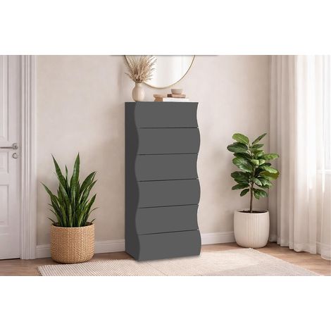 Chiffonnier moderne H 122 cm anthracite mat Onida (1/4)