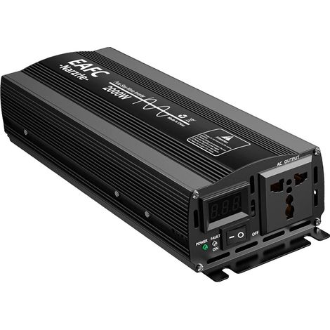 Inverseur de voiture, DC 12V à AC 220V, Alimentation électrique haute efficacité, 2000W (1/2)
