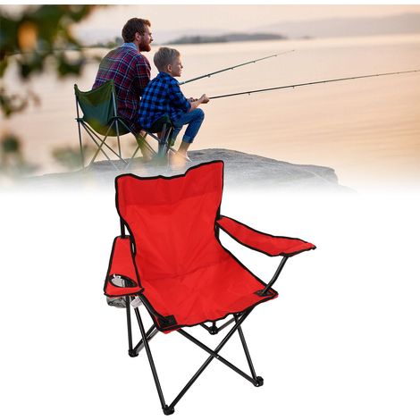 Tragbarer Campingstuhl [Faltbarer Campingstuhl] [Gepolsterter Stuhl mit Getränkehalter] [Stabiles Oxford-Metallgestell] [Zum Entspannen, Angeln, Wandern] (1/5)