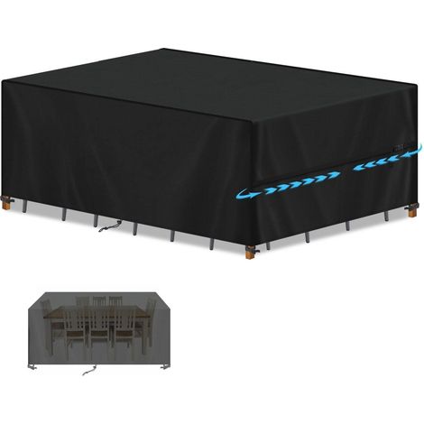 Abdeckhaube Gartenmöbel 220x110x75cm, Wasserdicht & UV-Schutz, 420D Oxford, Schwarz (1/5)
