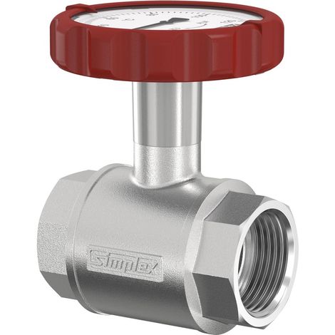 Flamco Kugelhahn m. Thermometergriff, rot DN20 G3/4i PN16 MS vern., F10118 (1/3)