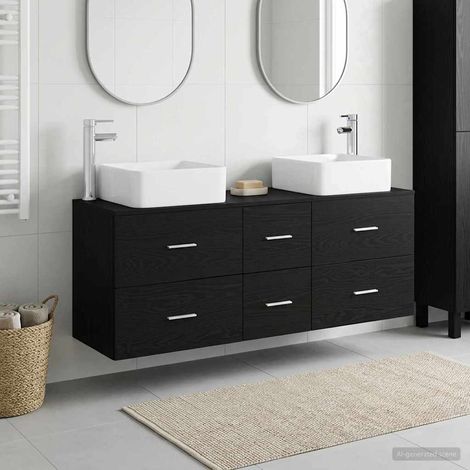 vidaXL Bathroom Cabinet Set 3 pcs Black 129 x 41 x 80 cm (1/5)