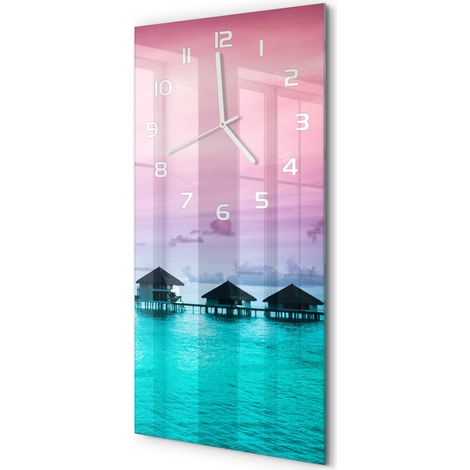 Horloge Murale Verticale Cadeau Original pour Maison Silencieuse Bungalows au bord de l'eau 30x60 cm (1/5)