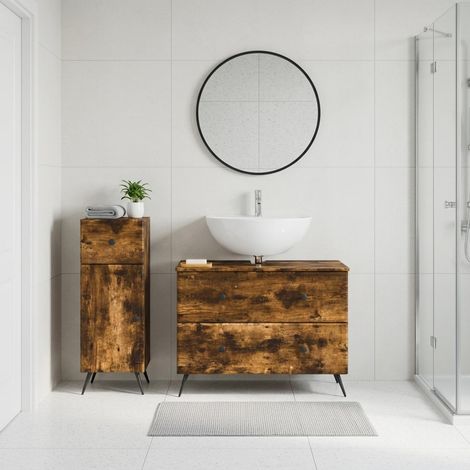 vidaXL Ensemble de 2 meubles de salle de bain BREDA Chêne fumé (1/5)