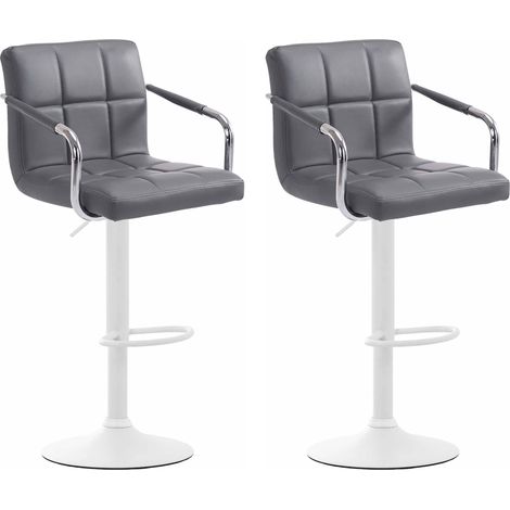 Lot de 2 Tabourets de Bar Lucy  V2 en Similicuir Gris Blanc