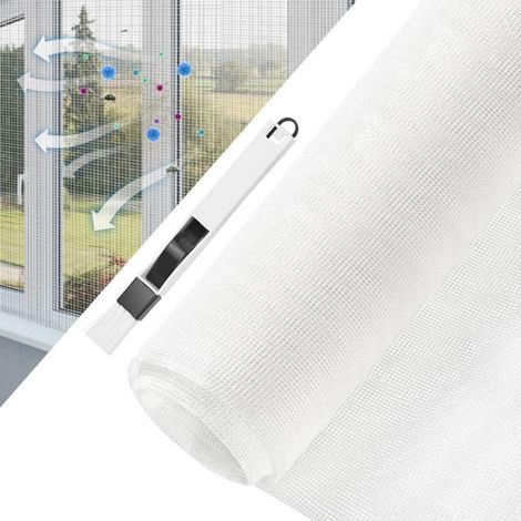 Fliegengitter Fenster 120x250cm Meterware Fiberglas Insektenschutz mit Reinigungsbürste Weiß (1/5)
