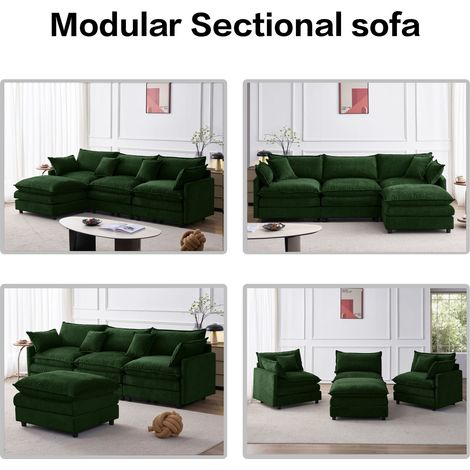 Canapé chenille modulable en 3 places, confortable pour petit appartement et salon familial