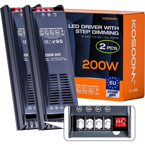 Transformateur LED 24v 200W 8.33A 2pcs 230V 220V Alimentation DC Transfo pour ruban LED driver dimmable alimentation basse tension transfo pour power supply alim 24v (1/5)