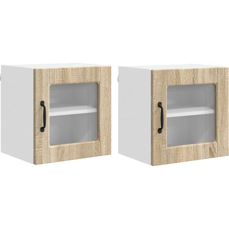 Maison Exclusive - Mobile in vetro da parete PORTO 2 pz Rovere Sonoma (1/5)