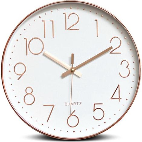Horloge murale ronde de 12 pouces à quartz or 304 30cm Rose (1/5)