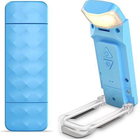 Luce per Lettura Libri a Letto, lampada Libro a LED Portatile con clip, 3 Colori Ambra e 5 Luminosità Regolabili, Lampada Lettura Ricaricabile USB, Perfetta per Amanti dei Libri,blu (1/5)