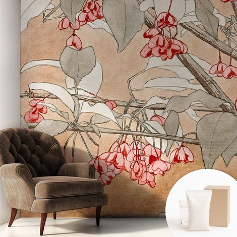 Carta Da Parati - Non Tessuto - Con Colla Inclusa - Per Interni - Ecologica - Con Ingresso - Soggiorno Armonia floreale 250x250 cm (1/5)