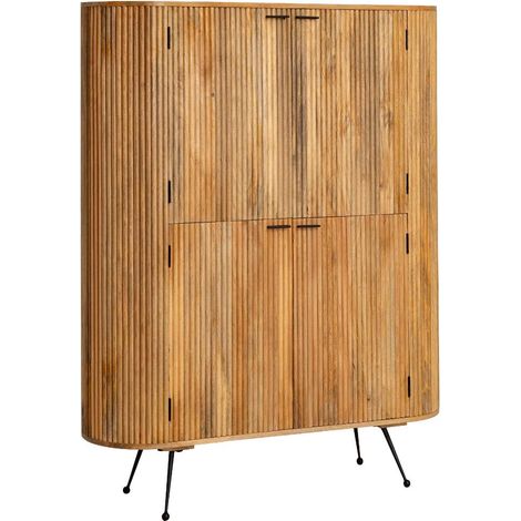 Made In Meubles – Armoire en bois de manguier – Dimensions 160x126x40 cm – 2 portes avec poignées métalliques noires – Style contemporain (1/5)