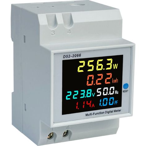 D52-2066 Indicateur de consommation d'énergie Monophasé Maison Intelligente Watt-heure Compteur Type de rail électrique Multifonction Compteur de watt-heure Écran LCD AC40-300V (110-220v) Voltmètre 10