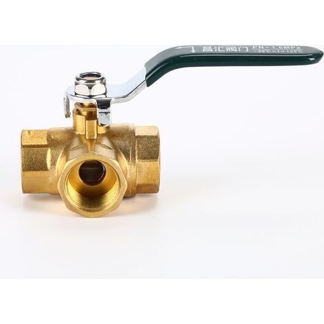 Vanne À Trois Voies, 1/2 Pouce Tap Connecteur À Soupape en Laiton en Laiton en Forme De L for l'eau, l'huile Et La Vapeur, avec Poignée en Acier Inoxydable,DN15 (Size : 1/2") (1/5)