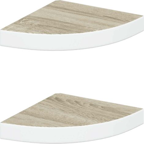 Maison Exclusive - Eck-Wandregal 2 Stk. Eiche und Weiß 25x25x3,8