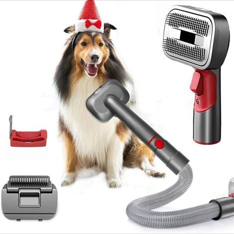 Dog Brush for Dyson V7 V8 V10 V11 V12 V15, Cat Hair Brush, Pet Grooming Accessories for Dyson, with Extension Hose and Trigger Lock, 2 Cat and Dog Hair Brushes (1/4)