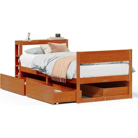 Maison Exclusive - Cadre de lit sans matelas cire marron 75x190 cm bois pin massif (1/5)