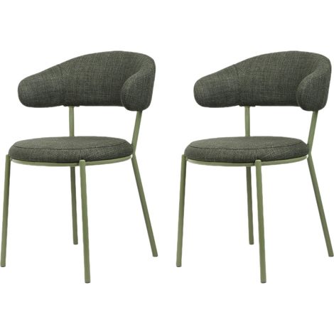Sedie Rebecca Mobili Zeita 80,5x47,5x57,5 Tessuto Poliestere Acciaio Verde Moderno SET 2 pezzi