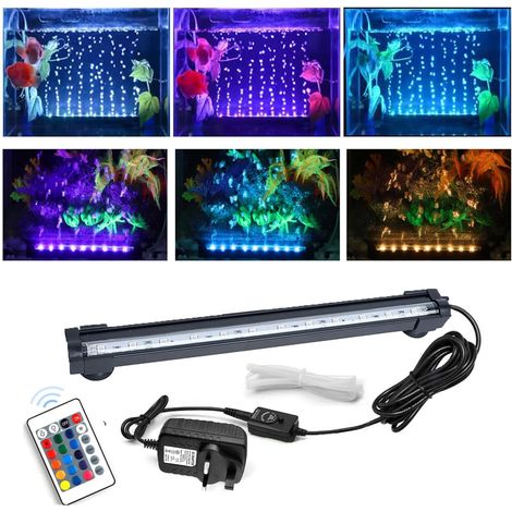 Tube LED RVB à bulles d'air pour aquarium, 16 couleurs, 4 modes, télécommande IP68 submersible (18 cm) (1/5)