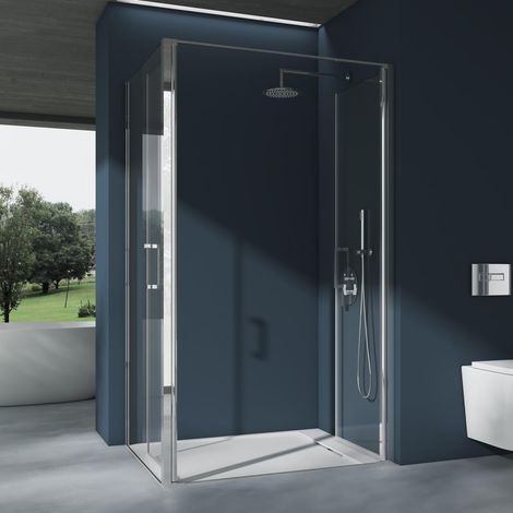 doporro Box Doccia Rettangolare 90x100x195cm  Cabina Doccia ad Angolo con Doppia Porta Battente in Vetro Temperato Trasparente e Profilo Cromato  Ravenna66K (1/5)