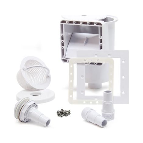 Wiltec – Écumeur de surface pour piscine – Kit complet avec buse d'entrée et grand panier – Élimine feuilles et débris flottants – Plastique durable