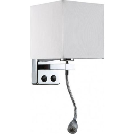 Apply 3w 4000k+1xe27 Stephen Cromo/Bianco paralume 285lm 38x17x20cm Double On