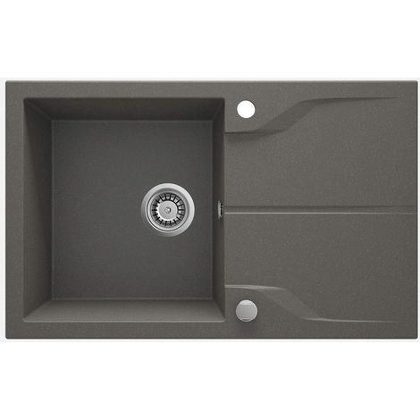 Lavello cucina in granito con 1 vasca e gocciolatoio 78x49 cm antracite metallizzato - Nexyo