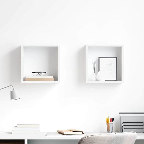vidaXL Estantes cubo de pared 2 unidades blanco 30x15x30 cm (1/5)