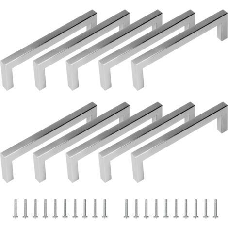 ALLIANDIS10 x 128 mm Trou de Perçage en Acier Inoxydable Argent Poignées de Meubles Poignée de Barre (Diamètre du tube: 12 x 12 mm) (1/5)