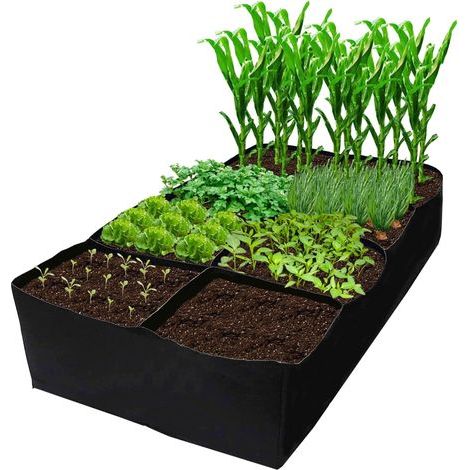 Hochwertiger Pflanzkasten aus Stoff, 120 x 60 cm, 8 Fächer für Pflanzen im Freien, robust und geeignet für den Anbau von Gemüse, Blumen und Kräutern. (1/5)
