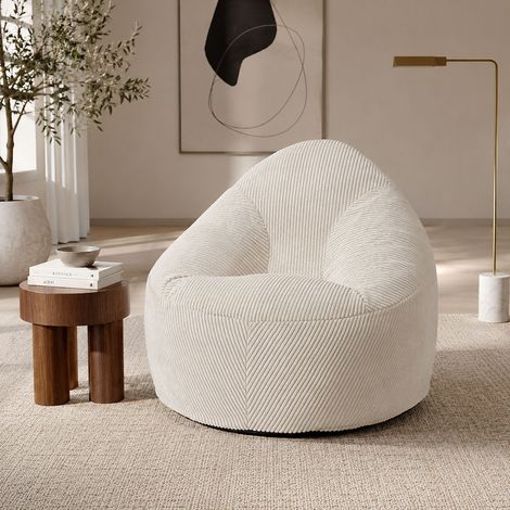 Fauteuil - HOME DECO FACTORY - Scott - Compressé - Côtelé - Beige (1/5)