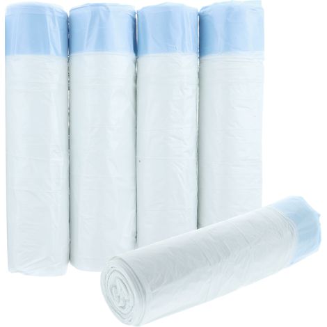 Sac Poubelle 5 L - Avec Cordon de Fermeture - En HDPE Épais - Pour Seau de Salle de Bain de 5 à 8 L - Lot de 5 Rouleaux (75 Pièces) (1/5)