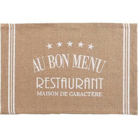 Set de table jute 30 x 45 cm Au bon menu blanc (1/3)